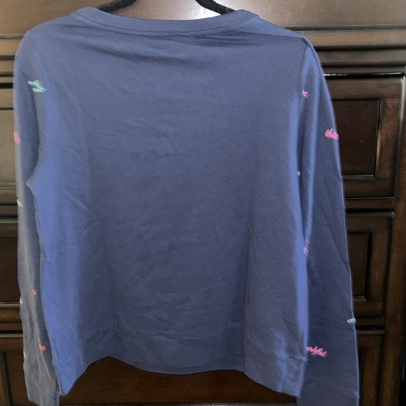 Lilly Pulitzer Rami Long Sleeve Low Tide Navy Good Vibes Sweatshirt NWT S L XL - Picture 3 of 7